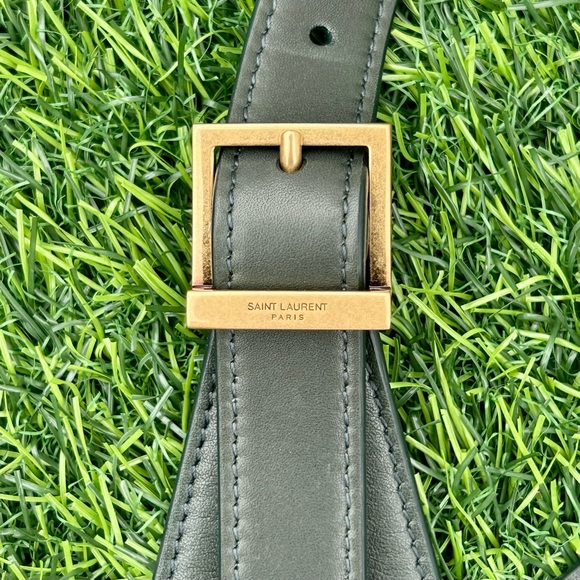SAINT LAURENT PARIS VII MEDIUM HOBO BAG DARK GREEN LEATHER GOLD HARDWARE NEW - Picture 10 of 16